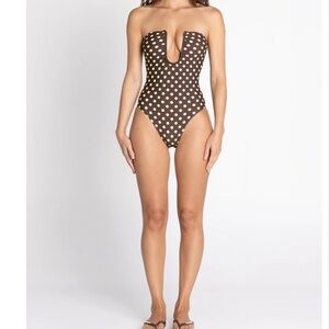 Brown Polka Dot One-Piece Swimsuit